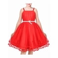 thumbnail image 1 of Sunny Fashion Flower Girls Dress Tulle Spaghetti Strap Pearl Belt Ruffle Hem Xmas Party Formal 3 Years, 1 of 8