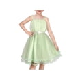thumbnail image 1 of Sunny Fashion Flower Girls Dress Tulle Spaghetti Strap Pearl Ruffle Hem Wedding Bridesmaid Green 4 Years, 1 of 8