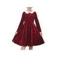 thumbnail image 1 of Sunny Fashion Girls Dress Crimson Red Velvet Sparkle Star Festive Special Occasion Warm Holiday 7 Years, 1 of 6