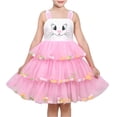 thumbnail image 1 of Sunny Fashion Girls Dress Easter Rabbit Bunny Face Pink Layered Ruffle Pom Party 7 Years, 1 of 7