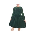 thumbnail image 1 of Sunny Fashion Girls Dress Emerald Green Velvet Sequin Keyhole Pleated Christmas Santa Winter Festival 8 Years, 1 of 8