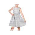 thumbnail image 1 of Sunny Fashion Girls Dress Gray Bow Jacquard Flared Sleeveless Princess Wedding Formal Special 6 Years, 1 of 7