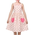 thumbnail image 1 of Sunny Fashion Girls Dress Heart Pocket Valentine Pink Bow Casual Princess Birthday 8 Years, 1 of 8