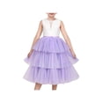 thumbnail image 1 of Sunny Fashion Girls Dress Purple Lace V Neck Tulle Layered Party Wedding Birthday Pageant 8 Years, 1 of 7