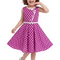 thumbnail image 1 of Sunny Fashion Girls' Sleeveless Polka Dot Cotton Bow Belt Vintage Purple Dress (Big Girls), 1 of 7