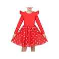 thumbnail image 1 of Sunny Fashion Girls Dress Scarlet Gold Polka Dot Tulle Twirly Ruffle Festive Christmas New Year 7 Years, 1 of 7