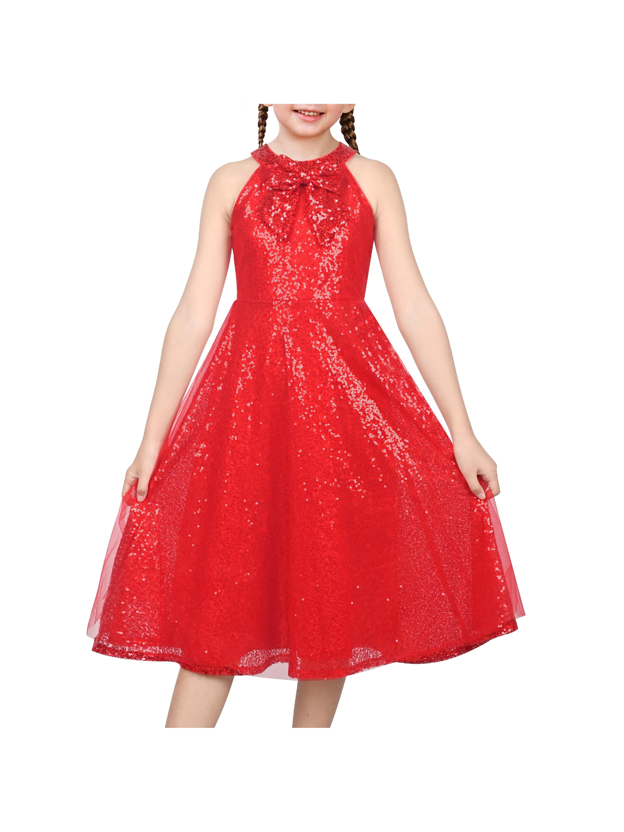 Sunny Fashion Girls Dress Scarlet Red Sequin Halter Neck Bow Christmas Wedding Pageant Gown New Year 5 Years - Walmart.com Sunny Fashion Girls Dress Scarlet Red Sequin Halter Neck Bow Christmas Wedding Pageant Gown New Year 5 Years - Walmart.com