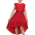 thumbnail image 1 of Sunny Fashion Girls Dress Solid Ruffle Cap Sleeve Belt Hi-lo Pageant Wedding Formal 7 Years, 1 of 7
