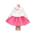 thumbnail image 1 of Sunny Fashion Girls Embroidered Blossom Dress with Pink Tulle, 3/4 Sleeve Peplum Dresses 7 Years, 1 of 1