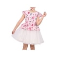 thumbnail image 1 of Sunny Fashion Girls Floral Peplum Dresses With Tulle, Pink And White Short Cap Sleeve, Knee Length 8 Years, 1 of 6