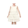thumbnail image 1 of Sunny Fashion Girls Tiered Ruffle Dress, White Chiffon A-line Sleeveless Birthday Casual Dress 5 Years, 1 of 6