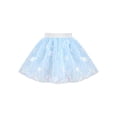 thumbnail image 1 of Sunny Fashion Girls Tulle Blue Mini Skirt 3D Floral Embroidery Sequin Princess Festival Summer 4-5 Years, 1 of 5