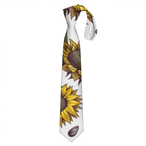 Sunny Floral Sunflower Necktie - Vintage Rustic Wedding & Prom Satin Tie