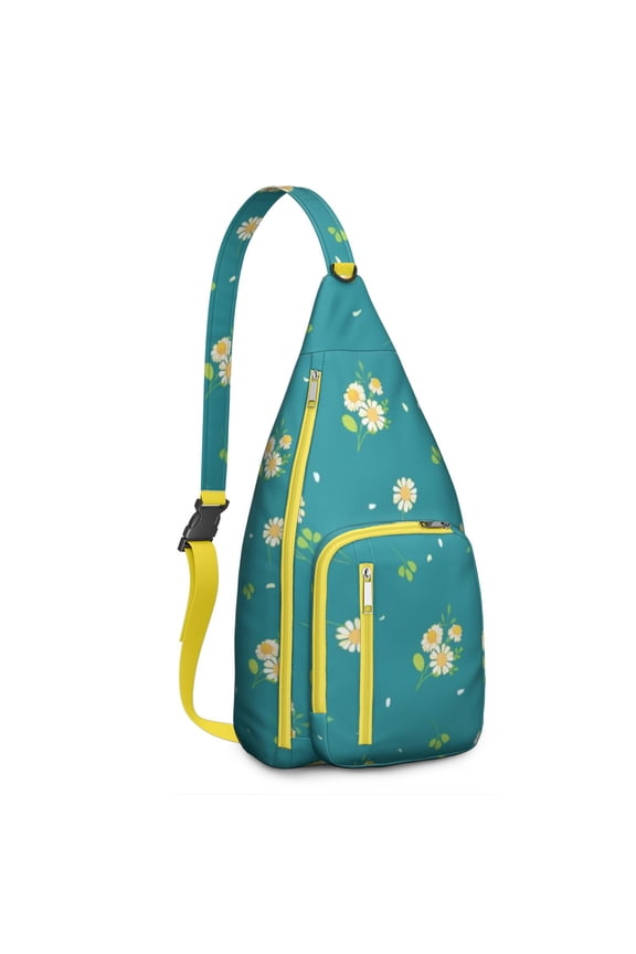 Sunny Flower Sling Backpack - Happy Yellow Daisy Design Crossbody Bag, Compact Anti-Theft