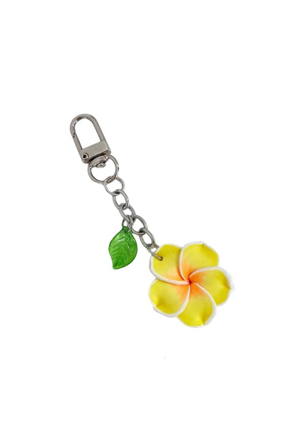 Sunny Frangipani Key Ring Waterproof Flower Keychain Stylish Purse Decoration