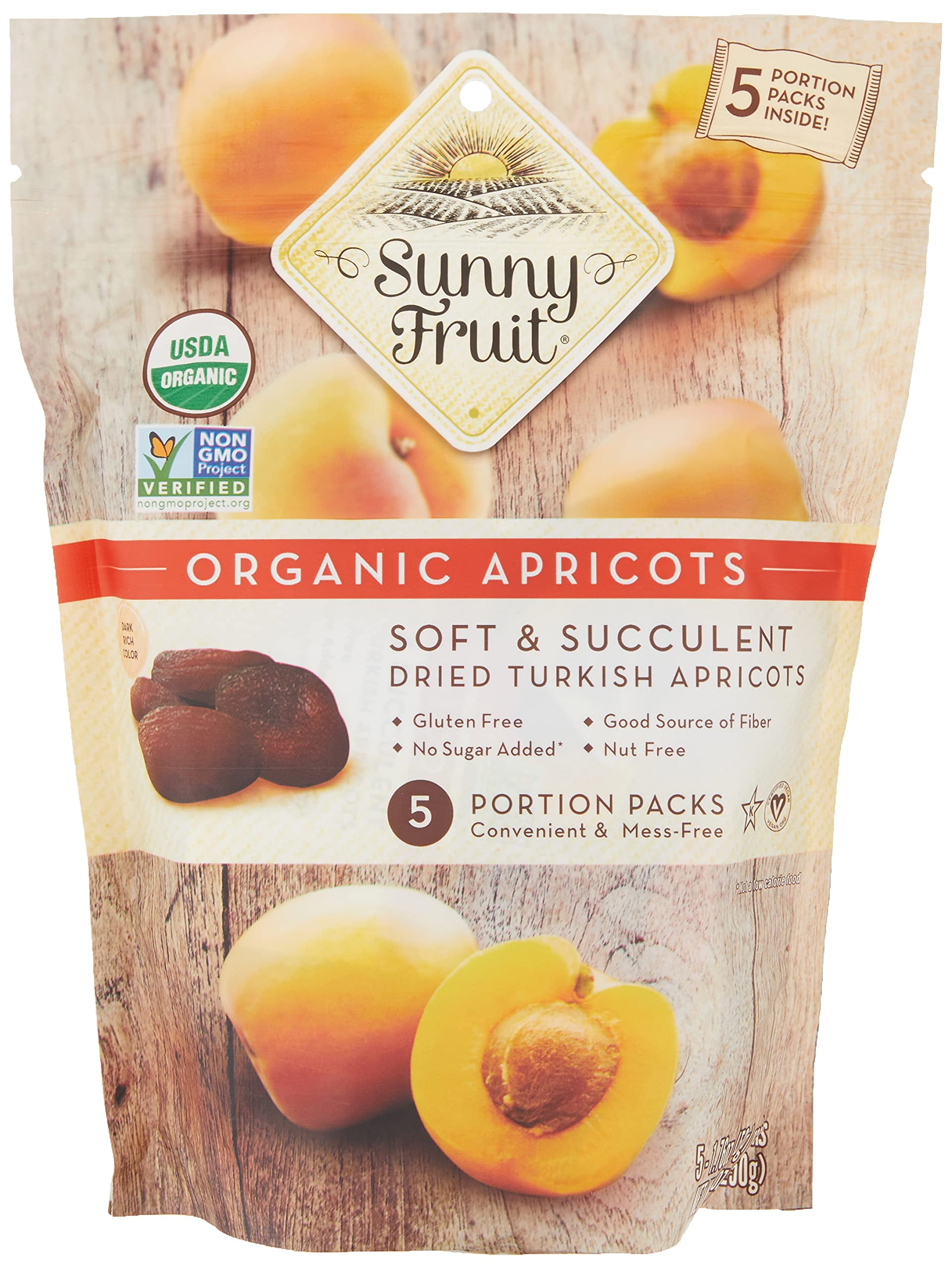 Sunny Fruit Organic Apricots, Soft and Succulent, Dried Turkish Apricots, 8.8 oz