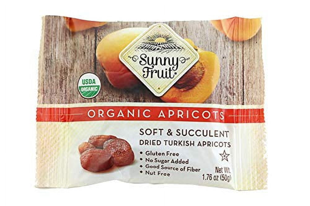Sunny Fruit Organic Apricots, ZS23 Soft & Succulent Dried Turkish Apricots- 12 Portion PK