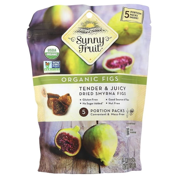 Sunny Fruit, Organic Dried Figs, 5 Portion Packs, 1.76 oz Pack of 4