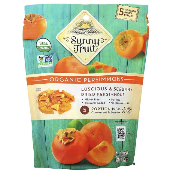 Sunny Fruit, Organic Dried Persimmons, 5 Portion Packs, 0.7 oz Pack of 3