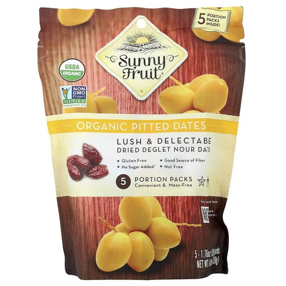Sunny Fruit, Organic Pitted Dates, 5 Portion Packs, 1.76 oz