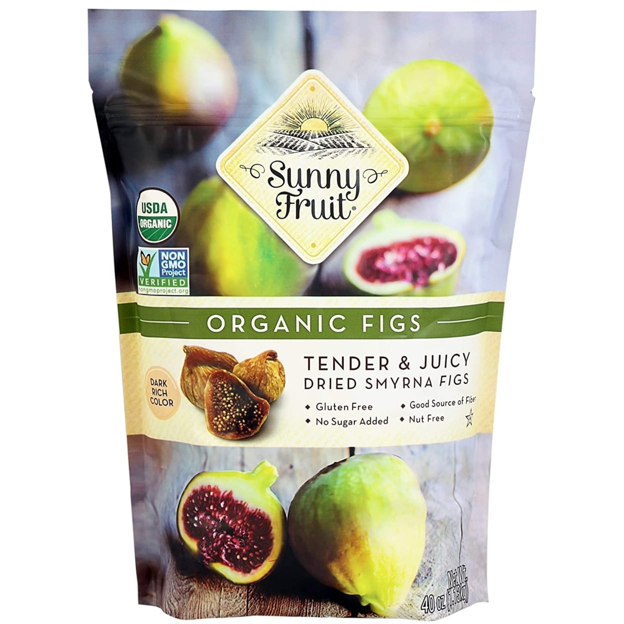 Sunny Fruit Organic SunDried Figs, 40 Ounce