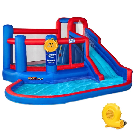 Sunny & Fun Fun Inflatable Water Slide Park with Bounce House & Splash Features