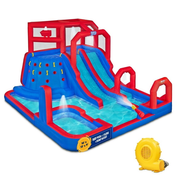 Sunny & Fun Heavy-Duty Inflatable Water Slides, Kids Water Park for Backyard