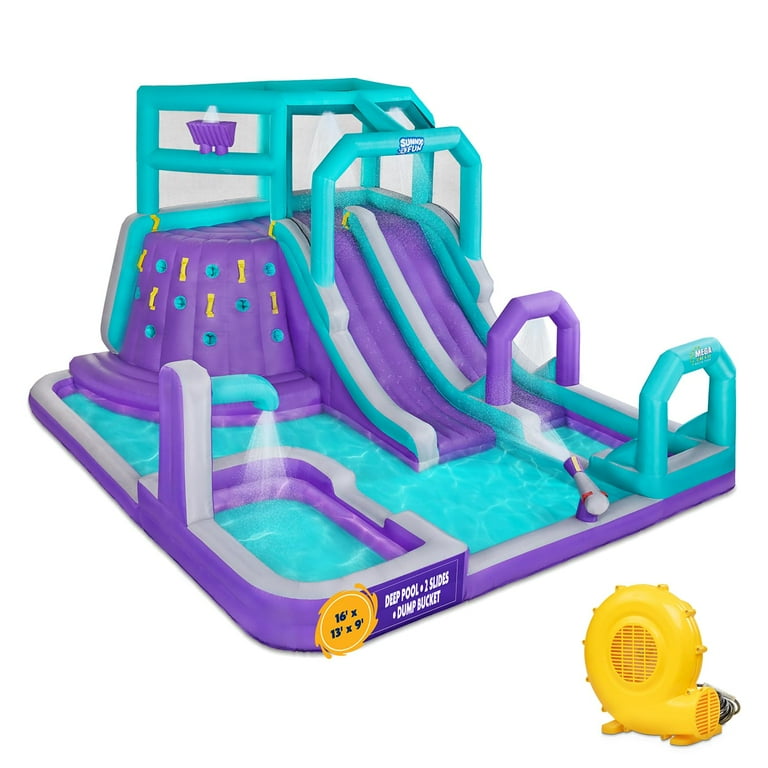 Sunny Fun Inflatable Water Slide Blow up Pool, Child Water