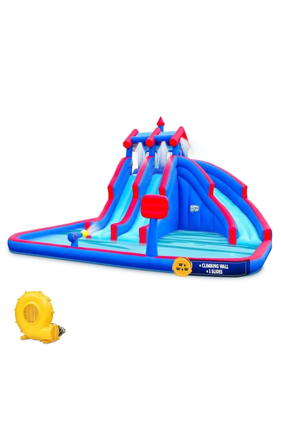 Fun Soft Bounce Water Slide with Pool for Kids, Blue