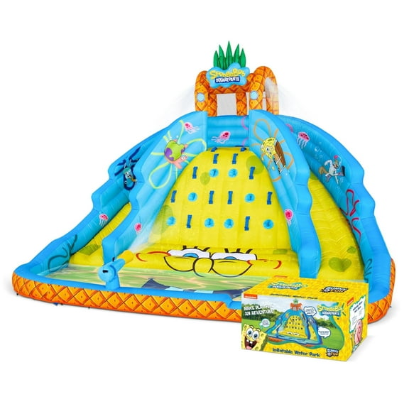 Sunny & Fun SpongeBob Ultra Climber Inflatable Water Slide with Climbing Wall, Two Slides & More