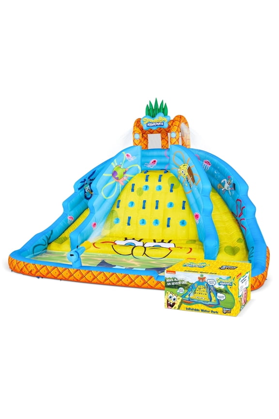Fun SpongeBob Water Slide with Climbing Wall & Two Slides