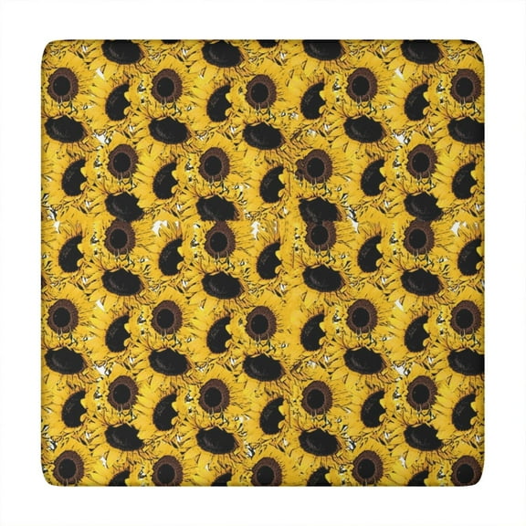 Sunny Golden Sunflower Print Tablecloth - Soft Scratch-Resistant Square Cover for Kitchen & Patio