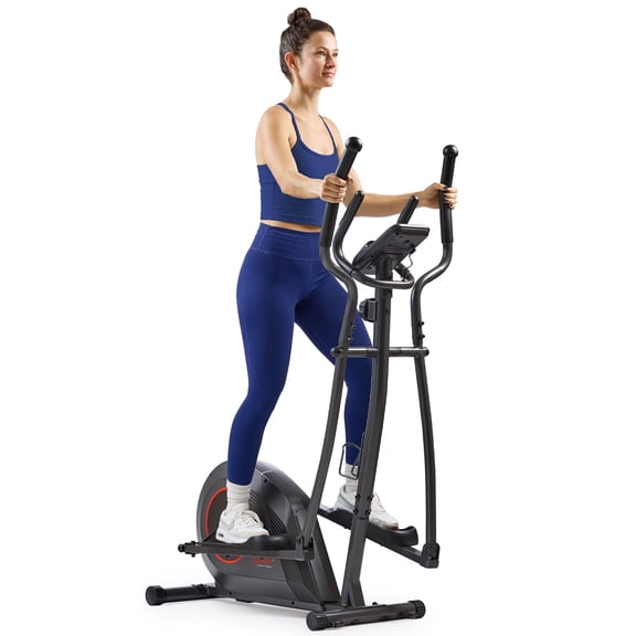 Sunny Health & Fitness Smart Quiet 12" Stride Elliptical with 16 Resistance Levels and SunnyFit App for Trainer-Led Workouts & Performance Tracking