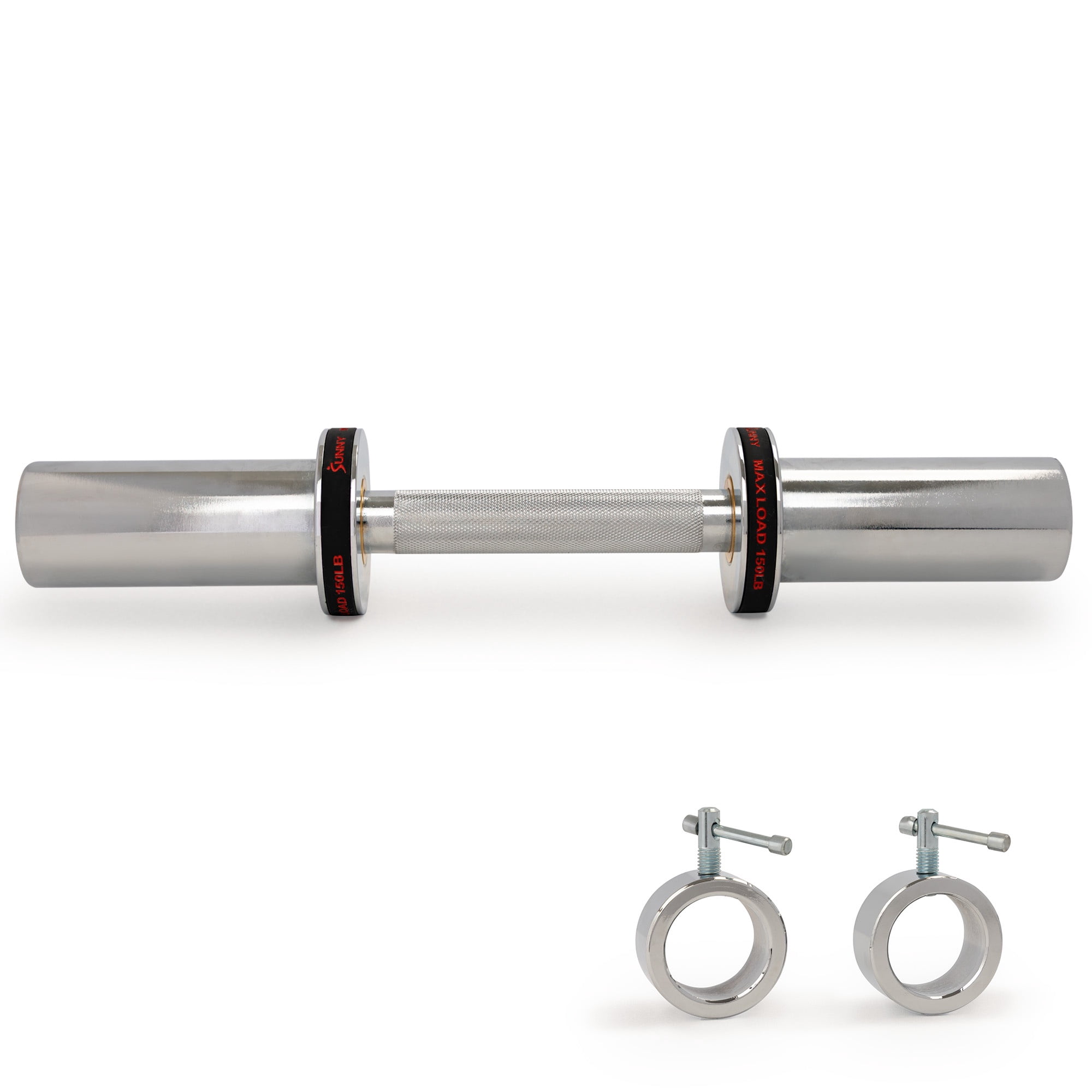 Sunny Health & Fitness 16" Olympic Dumbbell Bar with Spin-Lock Ring Collars