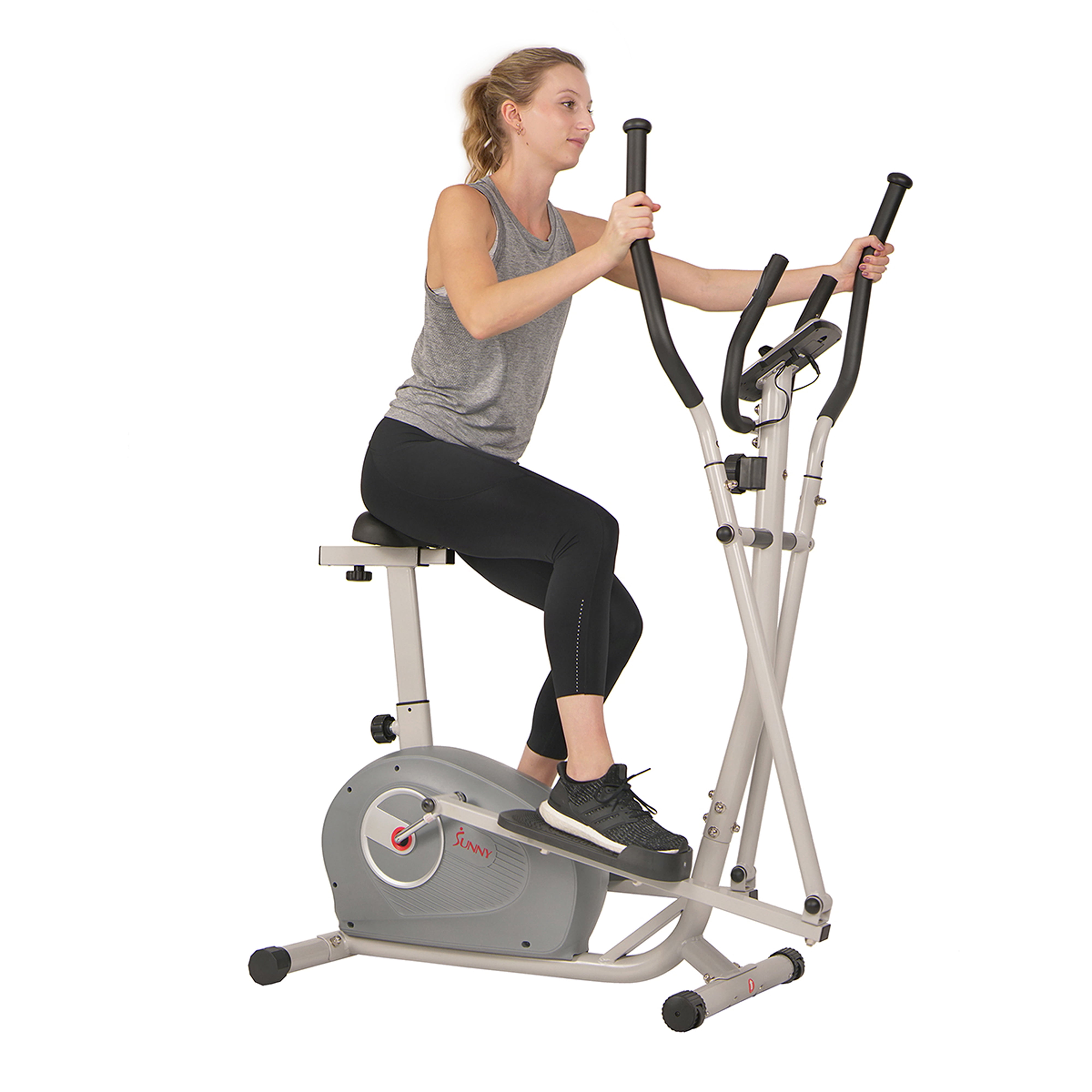 Sunny Health & Fitness 2 in 1 Magnetic Elliptical Upright Bike - SF-E3903 