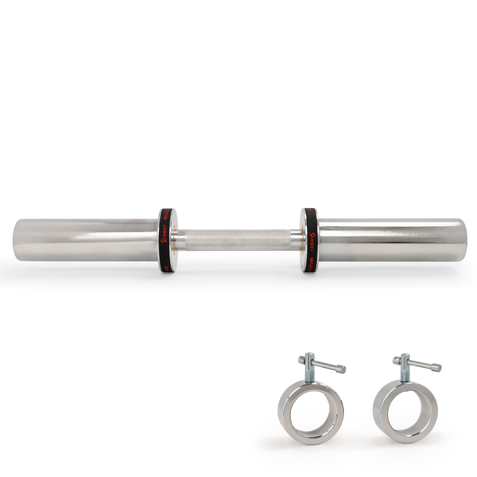 Sunny Health & Fitness 20" Olympic Dumbbell Bar with Spin-Lock Ring Collars