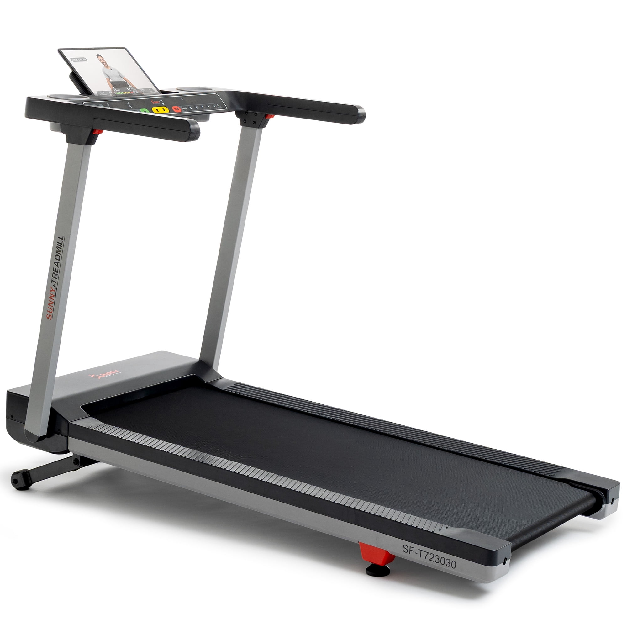Sunny Health & Fitness Smart Quiet Foldable Treadmill with a 20″ Wide Running Belt, 15% Max Auto Incline, & Performance Tracking via SunnyFit App