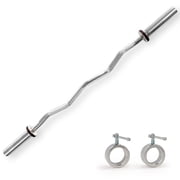 Sunny Health & Fitness 47  Olympic EZ Curl Bar with Ring Collars - SF-OB03-47