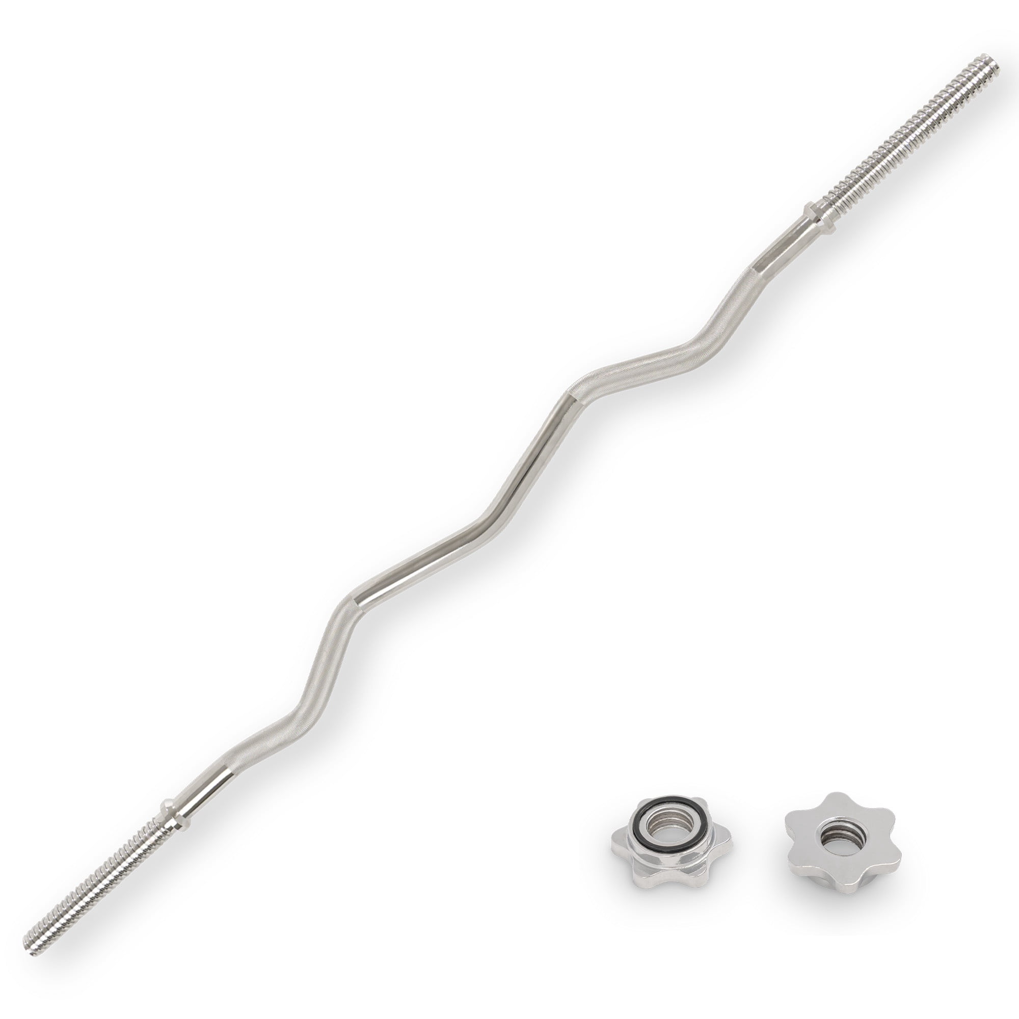 Sunny Health & Fitness 47" Threaded EZ Curl Chrome Bar - SF-SB03-47