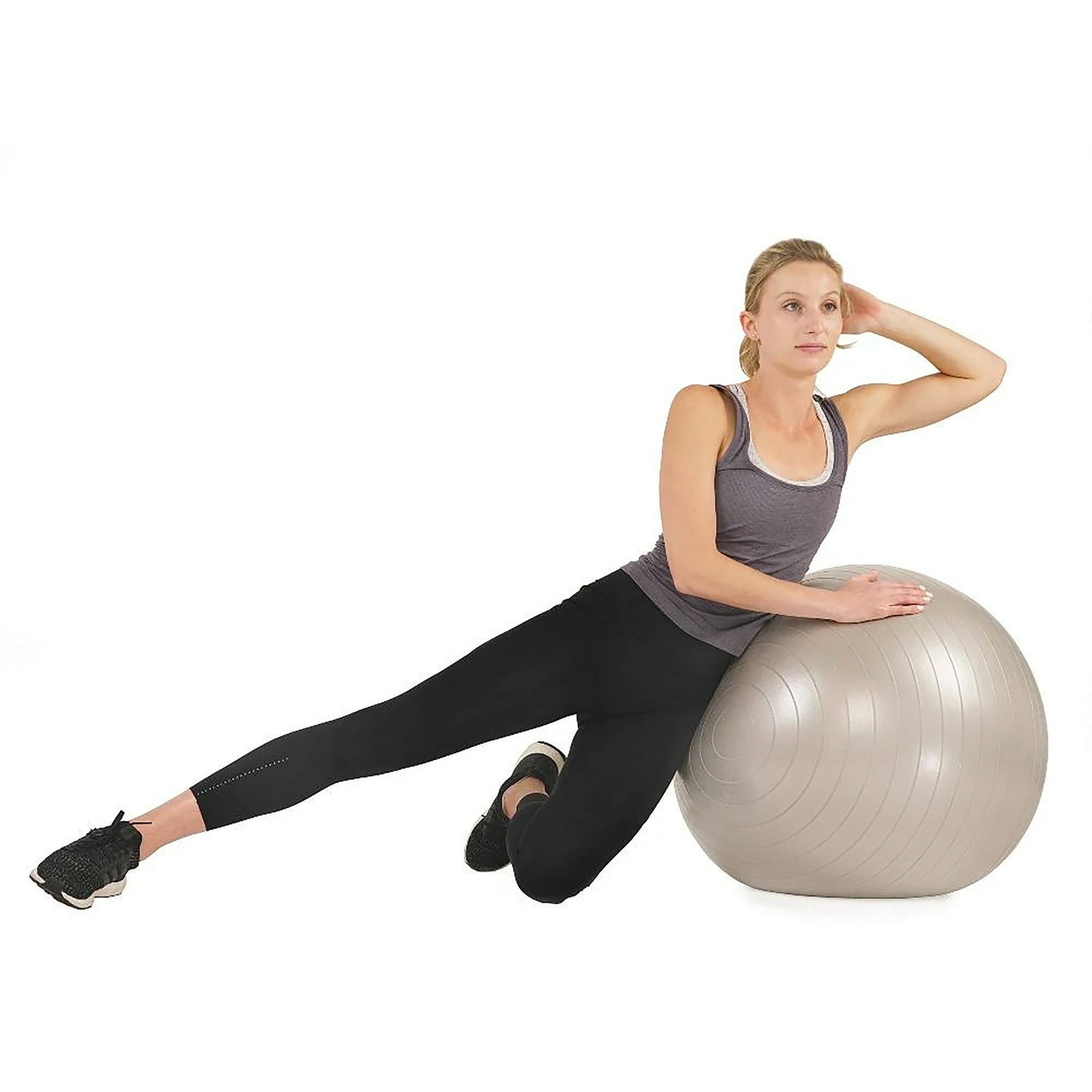 Sunny Health Fitness 65cm, Anti-Burst Exercise Gym Ball w/ Pump