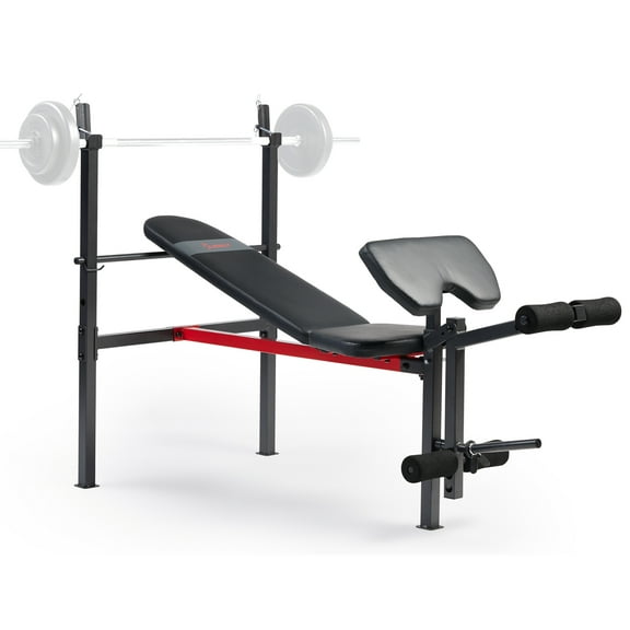 Sunny Health & Fitness Adjustable Standard Incline Weight Bench with Leg Developer and Preacher Curl Attachment - SF-BH623009