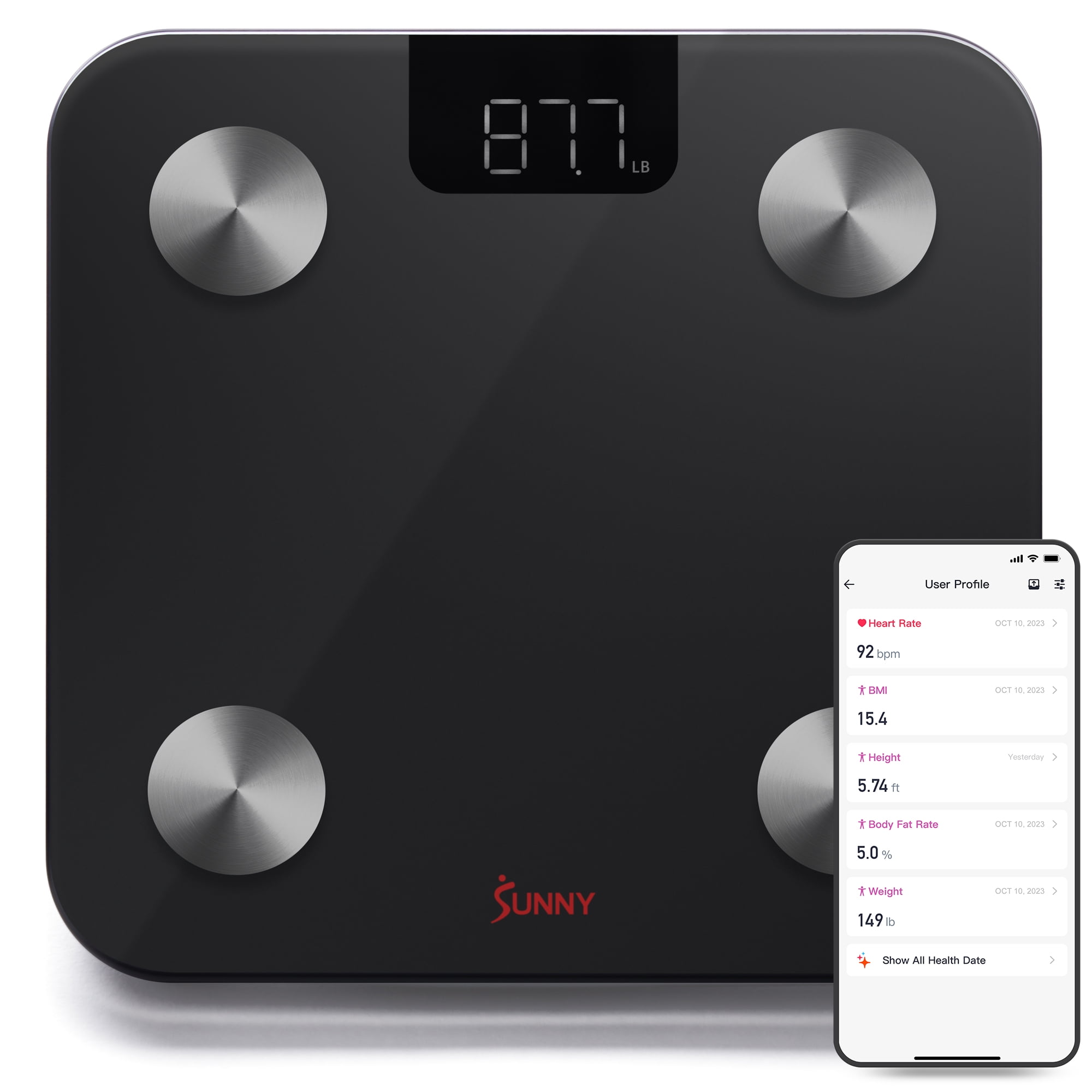 Surpahs Shiny Small Lightweight Digital Bathroom Scale w/ BMI Calculation,  Auto Identify 4 Users [Sachet Pink]