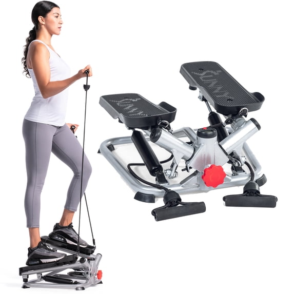 Sunny Health & Fitness Advanced Exercise Mini Stair Stepper, Twister, Climber Machine with Resistance Bands, SF-S0979
