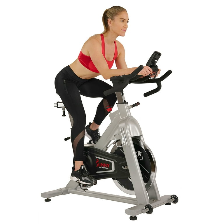 Sunny Health Fitness Belt Drive Indoor Cycling Bike with High