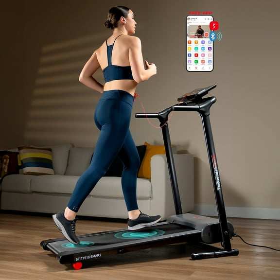 Sunny Health & Fitness Easy Assembly Foldable Treadmill w Free SunnyFit® App Membership - SF-T7610SMART