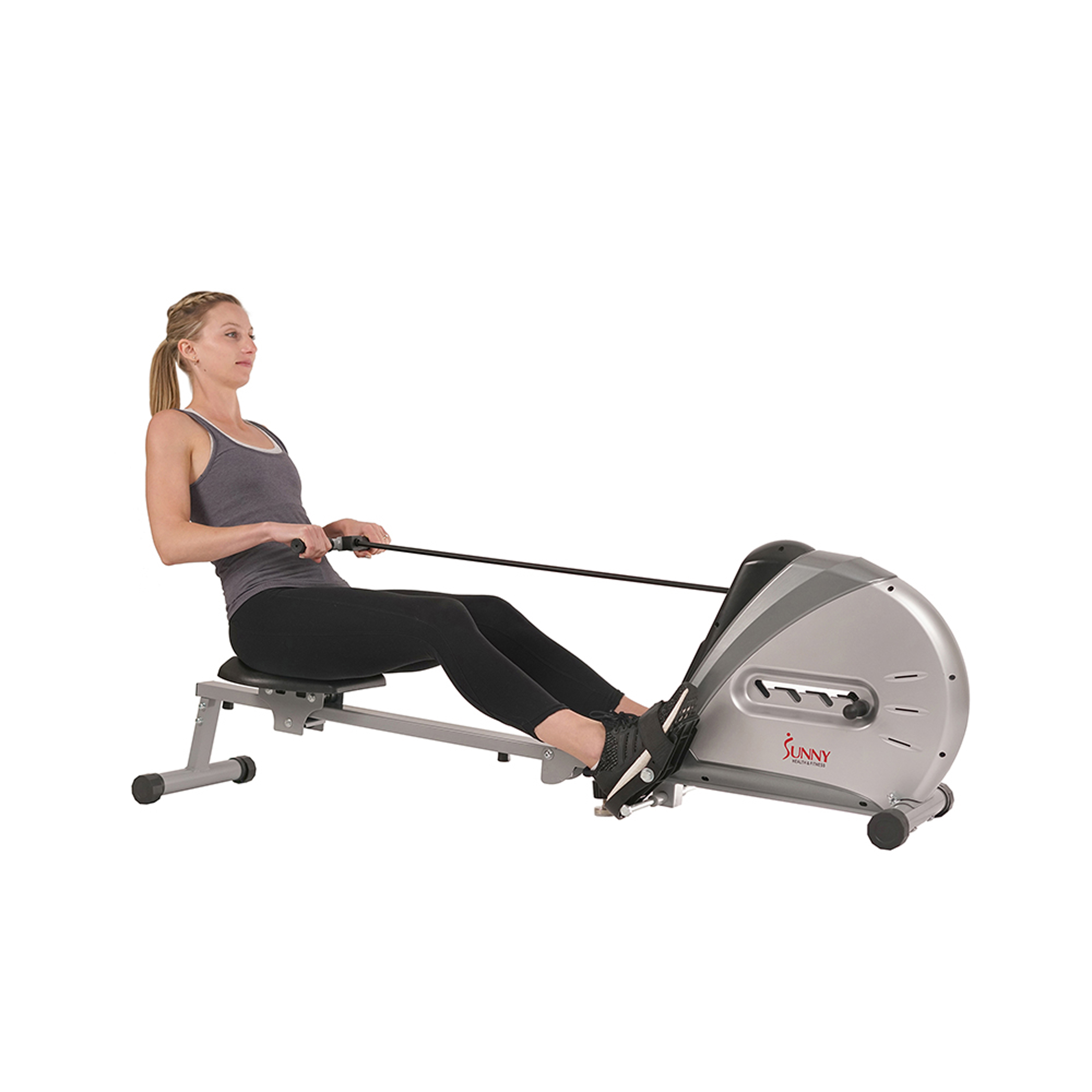 Sunny Health & Fitness Elastic Cord Rowing Machine Rower with LCD Monitor for Full Body Gym Workouts at Home Exercise, SF-RW5606 - image 1 of 10