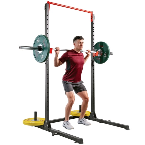 Sunny Health & Fitness Essential 800-lb High Capacity Power Rack Cage with Weight Plate Storage & Adjustable J-Hooks - SF-XF920063