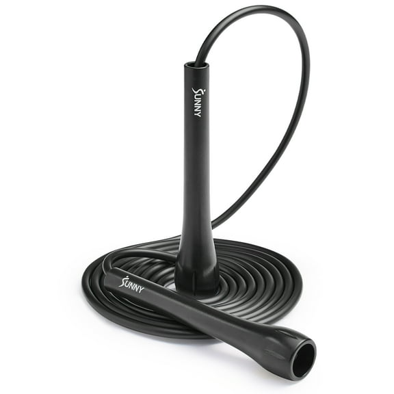 Sunny Health & Fitness Exercise Jump Rope for Fitness, Lightweight & Portable Silicone Infused Skipping Rope with Durable Handles & Adjustable Exercise Rope – SF-JR01-BK