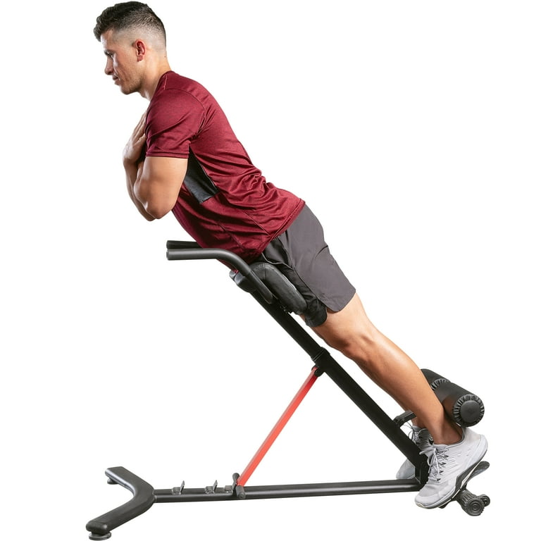 Sunny Health & Fitness Hyperextension Roman Chair Machine Back Extension  Sport Bench w/ Dip Station for Ab Workout, SF-BH620062 