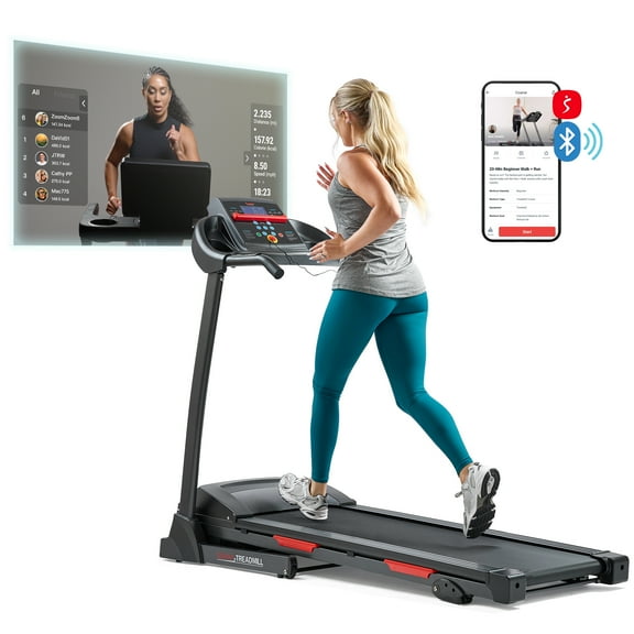 Sunny Health & Fitness Incline Foldable Treadmill w Shock Absorption w Free SunnyFit® App Membership - SF-T4400SMART